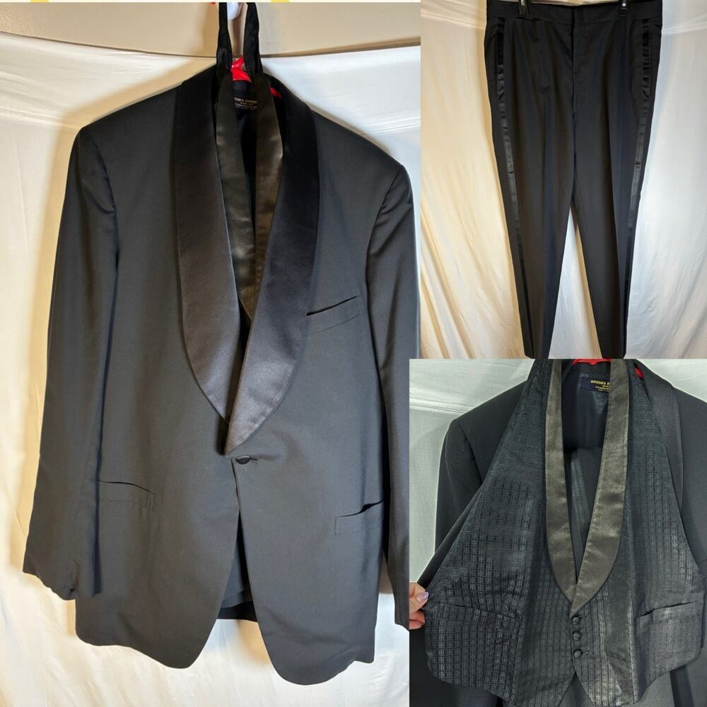 Vintage BROOKS BROTHERS 3pc Tuxedo Men’s Size 41L Pants 38x33 Union Formal Wear